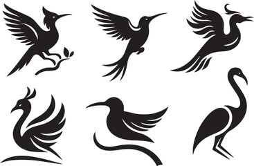 set of vector birds silhouette 