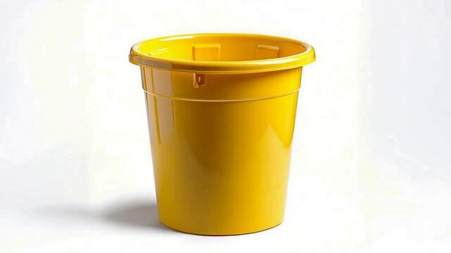 indian yellow plastic buckets in a white background video 