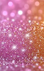 Elegant pastel glitter background featuring pink, orange, and white shimmer, perfect for luxury beauty packaging or festive designs.