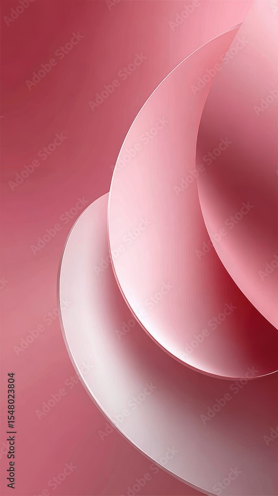 Poster soft abstract design showcasing pastel pink and white forms with smooth gradients, ideal for packagi