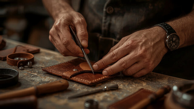 Close up of artisan hands crafting a handmade