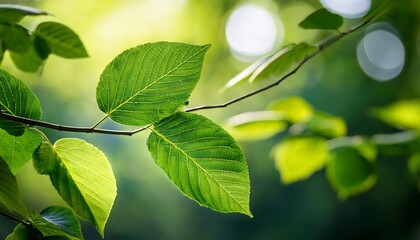 a branch with vibrant green leaves displays natures beauty