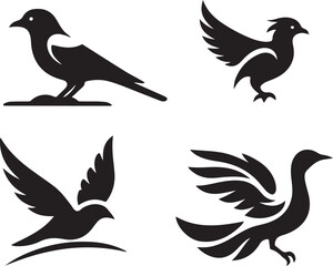 set of vector birds silhouette