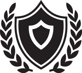 Modern Silhouette Crest Design with shield and leaf vector silhouette