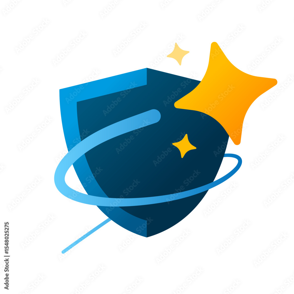 Poster illustration of shield with ai symbol. artificial intelligence in cybersecurity and digital protecti
