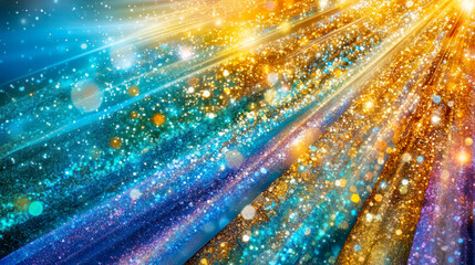 Fototapeta premium Fantasy background with visible light rays and colorful glitter