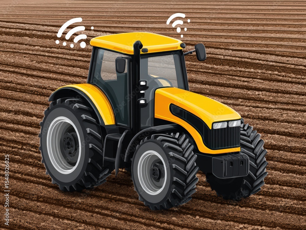 Aufkleber smart farming technology revolutionizing agriculture with modern tractor working efficiently in fres