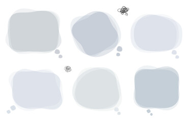 悩みや不満、悲しい気持ちを表現する吹き出しセット。モヤモヤした気持ちを表すフレーム。