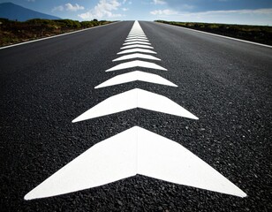 Perspective View Of Highway Road Marking Arrows