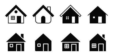 Home icon set isolated on a white background