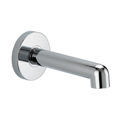 Sleek, modern polished chrome lever-type faucet handle with a smooth, reflective surface, minimalist design, isolated on a transparent seamless infinity background with even, diffused studio lighting