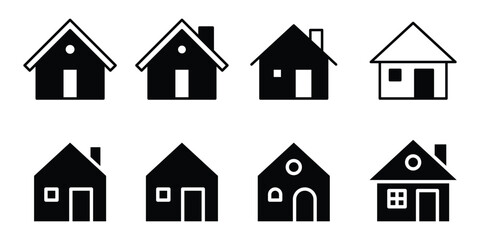Home icon set isolated on a white background