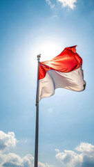 Indonesian Flag Waving in Bright Sunlight A Symbol of National Pride