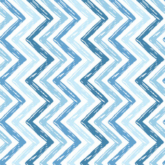 Blue chevron zig zag seamless pattern. Doodle vertical hand drawn zigzag lines repeat background. Geometry striped print, sea vibes fabric texture. Abstract vector, sea wallpaper, textile design.