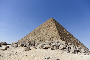 View of the Pyramid of Menkaure in Giza, Egypt