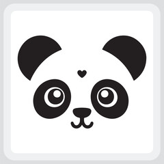 Cute Panda Head Illustration in Black and White