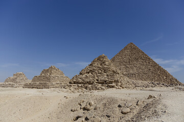 View of the Pyramid of Menkaure in Giza, Egypt