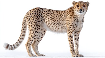 Cheetah standing against white background