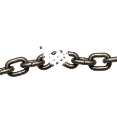 A visual metaphor depicting liberation and strength, a metallic chain dramatically shatters, representing the breaking of bonds and the embrace of freedom.