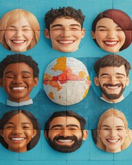 Celebrating diversity collage of smiling faces from around the earth vibrant environment cultural unity global perspectives