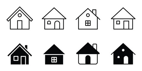 House icon in flat and line style, vector illustration