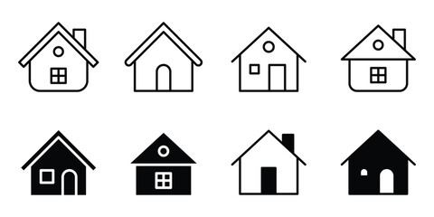 House icon in flat and line style, vector illustration