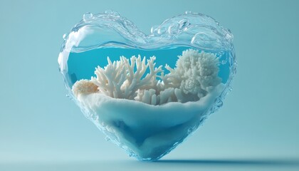 Creating earthly love ocean waves and coral reefs inspire environmental awareness in nature's heart