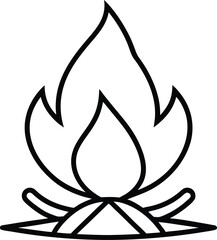 campfire icon line art vector illustration on transparent background