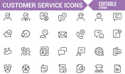 Collection of Customer Service Icons for Communication and Assistance