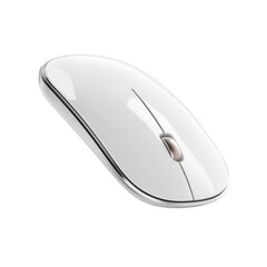 White computer mouse with a silver frame. 3D png transparent background