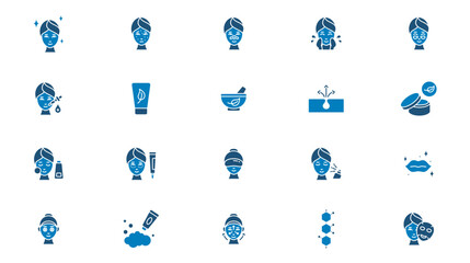 facial care icon solid collection vector design in trendy style