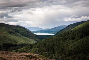 A cloudy summer HDR image of the lower end of Corrieshalloch gorge as it nears Loch Broom near Ullapool, Wester Ross, Scotland.