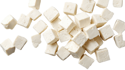 tofu cubes on white background