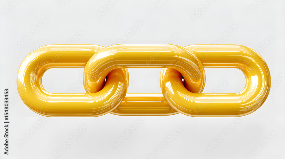 Poster a bright yellow 3d link chain symbolizing connection and unity.