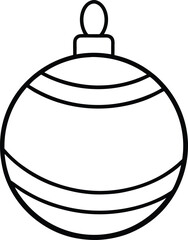 christmas ornament ball icon line art vector illustration on transparent background