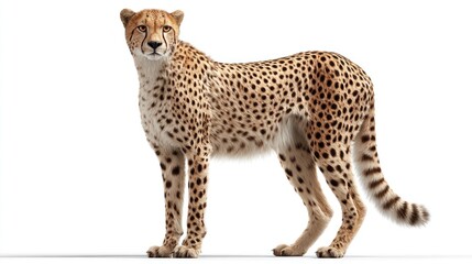 Cheetah standing against white background (2)