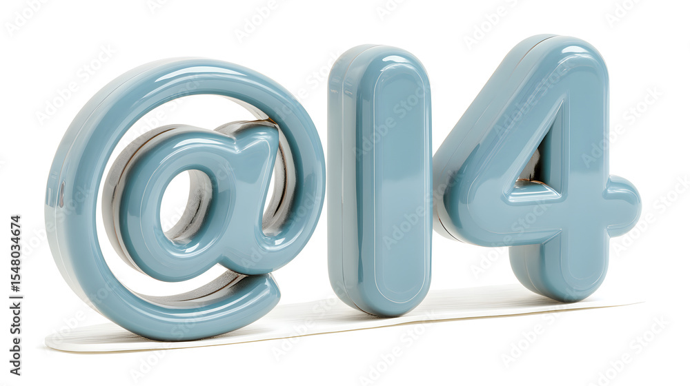 Poster stylized blue '@' symbol followed by '14', representing digital communication and modern technology.