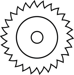 circular saw blade icon line art vector illustration on transparent background