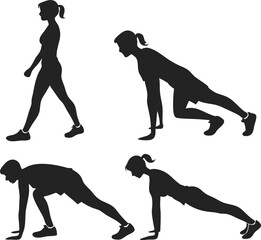 Fitness Silhouette: A dynamic fitness image, revealing the silhouette of an individual undergoing a series of workout exercises with energy, depicting steps towards good shape 
