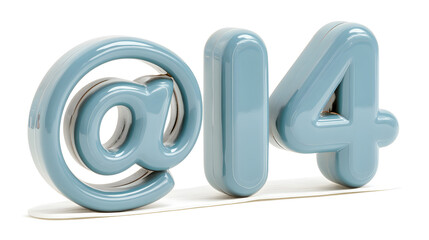 Stylized blue '@' symbol followed by '14', representing digital communication and modern technology.