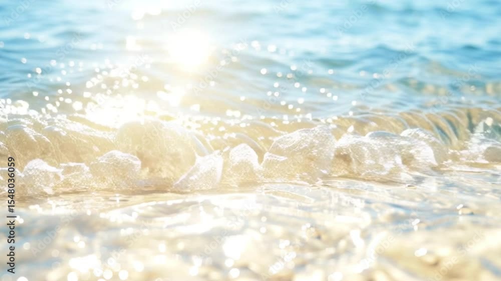 Poster ocean's gentle embrace: a close-up view captures the serene interaction of the ocean's waves caressi