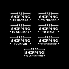 Free shipping in G7 countries icon isolated on black background