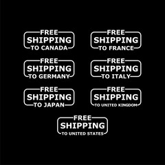 Free shipping in G7 countries icon isolated on black background