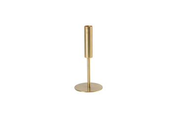 Gold metal candle holder isolated on transparent background