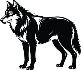Obraz premium Black Silhouette Wolf Side Profile
