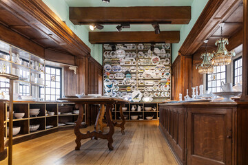 London, UK, 12 May 2025, Liberty shop. Interior view of a luxury homeware store with unique...