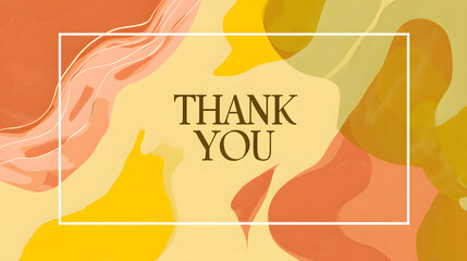 Thank you card design with colorful abstract background in warm tones.