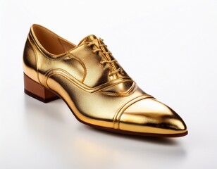 golden shoe on white background