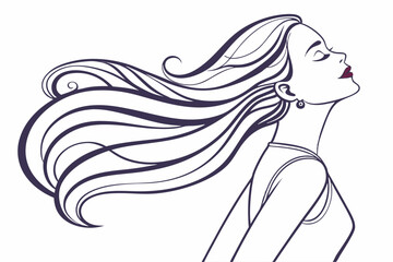 Elegant woman with flowing hair vector illustration