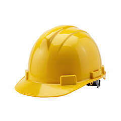 Fototapeta premium A bright yellow, brand new construction hard hat made of smooth, sturdy plastic, isolated against a transparent, seamless studio background with shadowless professional lighting, concept for product